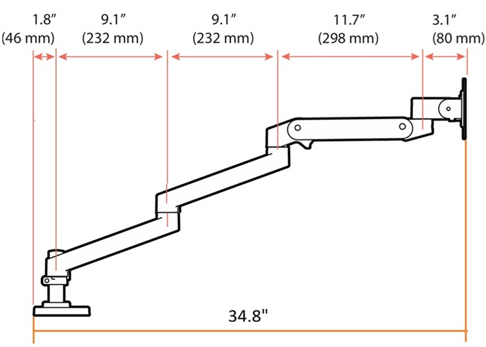 ErgoDirect EDM-3413-D Extra Long Desk Mount Monitor Arm