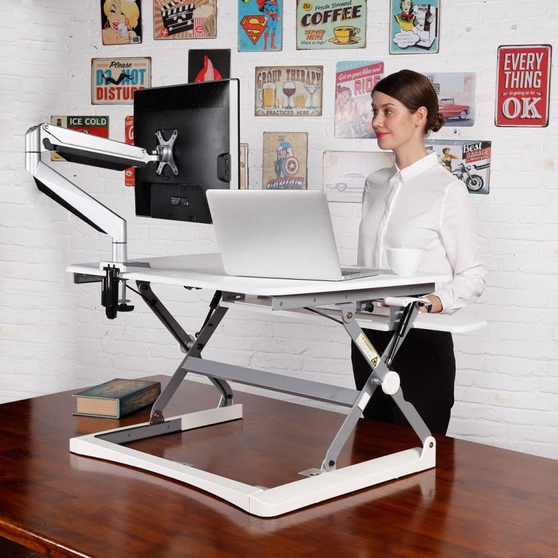 FLEXISPOT HEIGHT ADJUSTABLE SIT-STAND DESKTOP WORKSTATION STANDING DESK