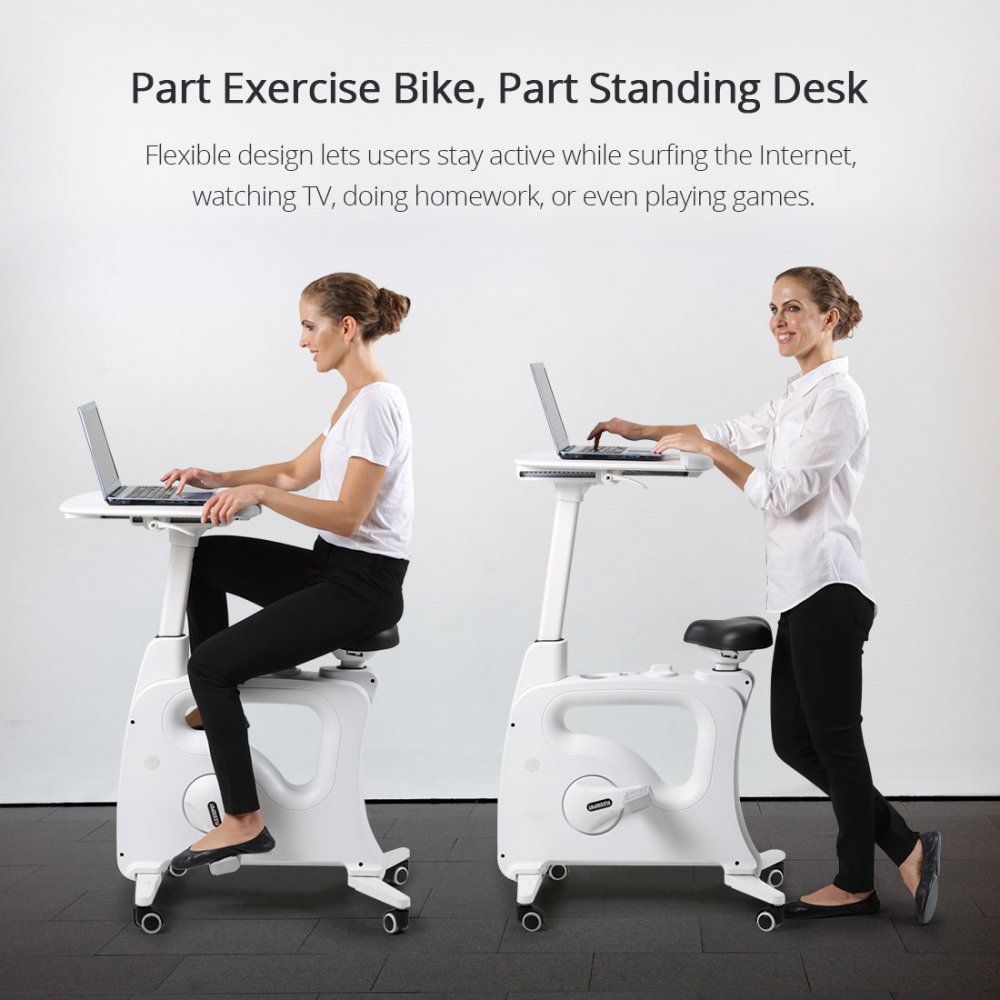 FlexiSpot V9 All-in-One Standing Desk Bike - Deskcise Pro, White