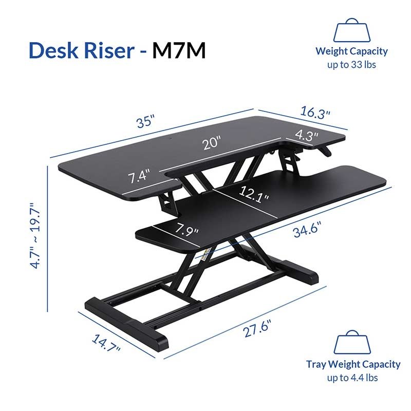 Flexispot M7MB or M7MN AlcoveRiser Standing Desk Converter - 35"