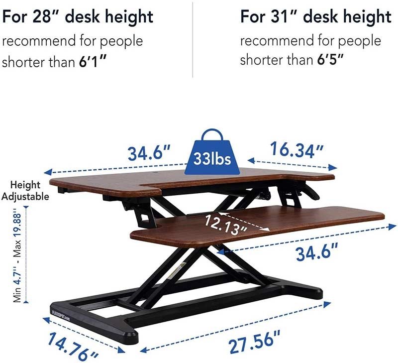 Flexispot M7MB or M7MN AlcoveRiser Standing Desk Converter - 35"