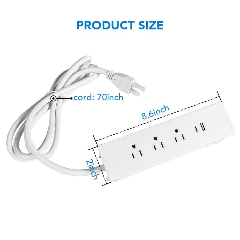 Flexispot PS016W Under Desk Power Strip With USB