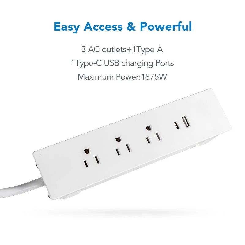 Flexispot PS016W Under Desk Power Strip With USB