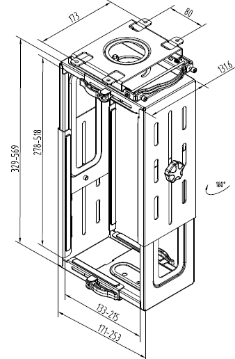 Technical Drawing for Flexispot CH1B Adjustable CPU Holder