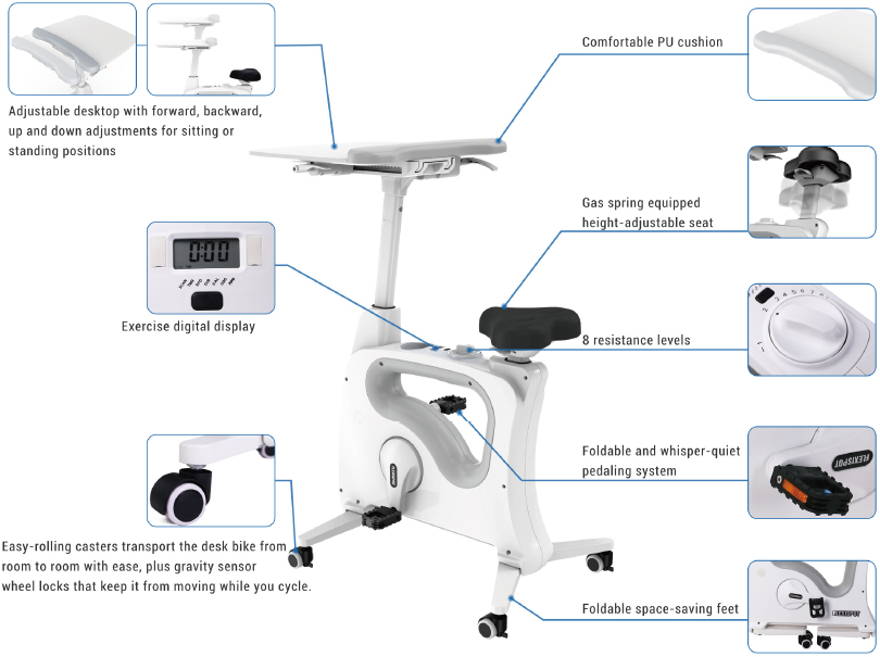 Flexispot Deskcise Pro V9 All-in-One Ergonomic Exercise Desk Bike