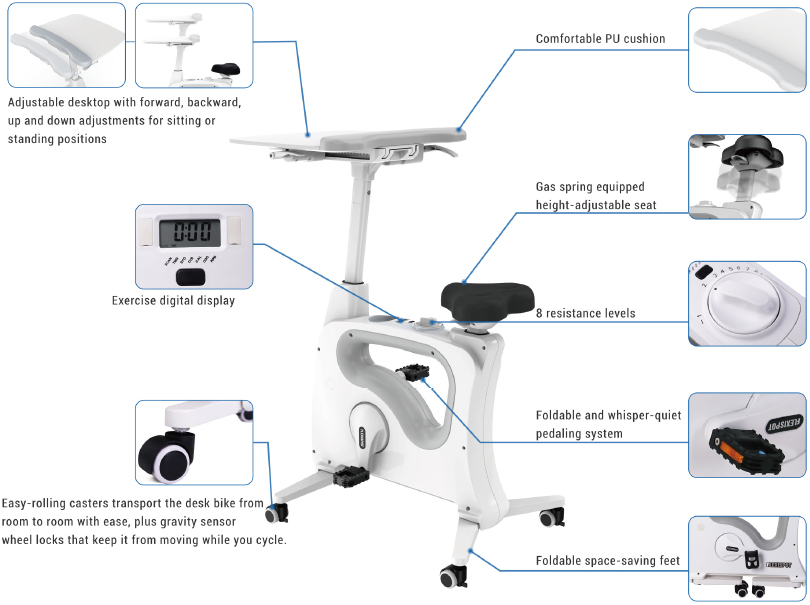 Flexispot Deskcise Pro V9 All In One Ergonomic Exercise Desk Bike