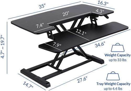 Technical drawing for Flexispot M7MB or M7MN AlcoveRiser Standing Desk Converter - 35