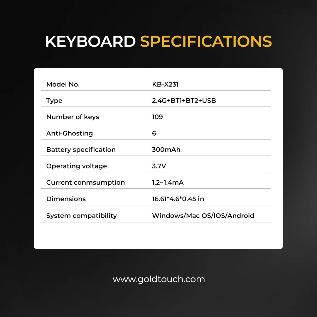 Goldtouch KB-X231-TM Trident Standard Keyboard