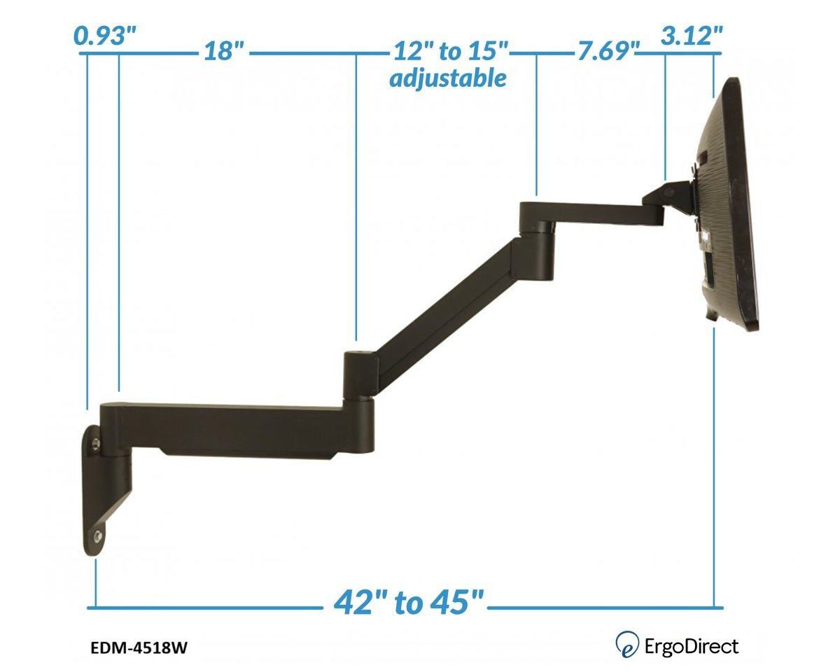 Extra Long Reach Wall Mount Monitor Arm EDM-4518W