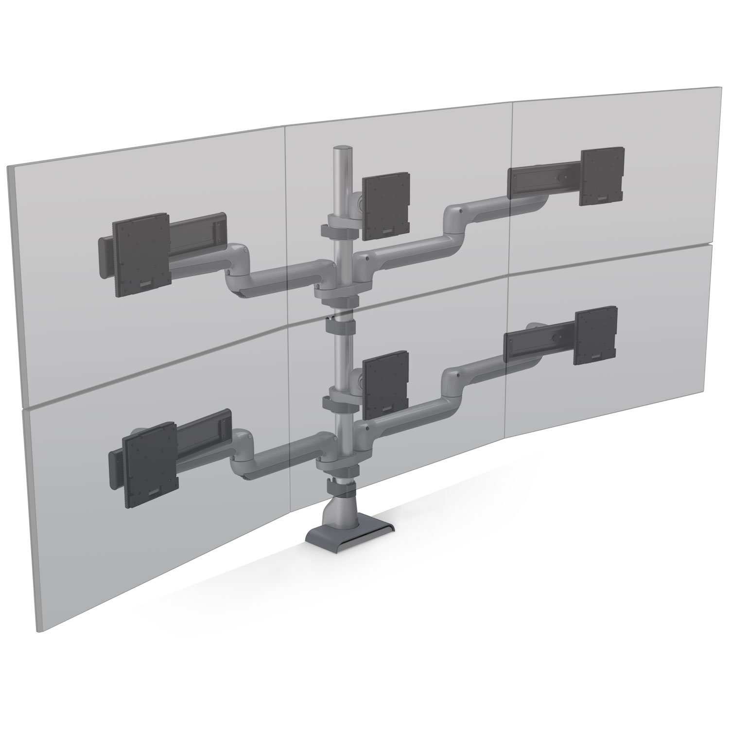 HAT E5G-P33SS E5 Three Over Three Static Monitor Arm with Pole
