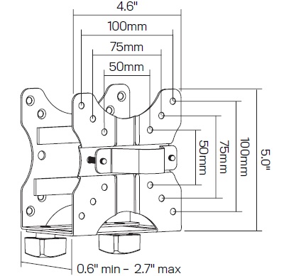Technical drawing for Ergotech Freedom Thin Client CPU Mount - FDM-TCM-B