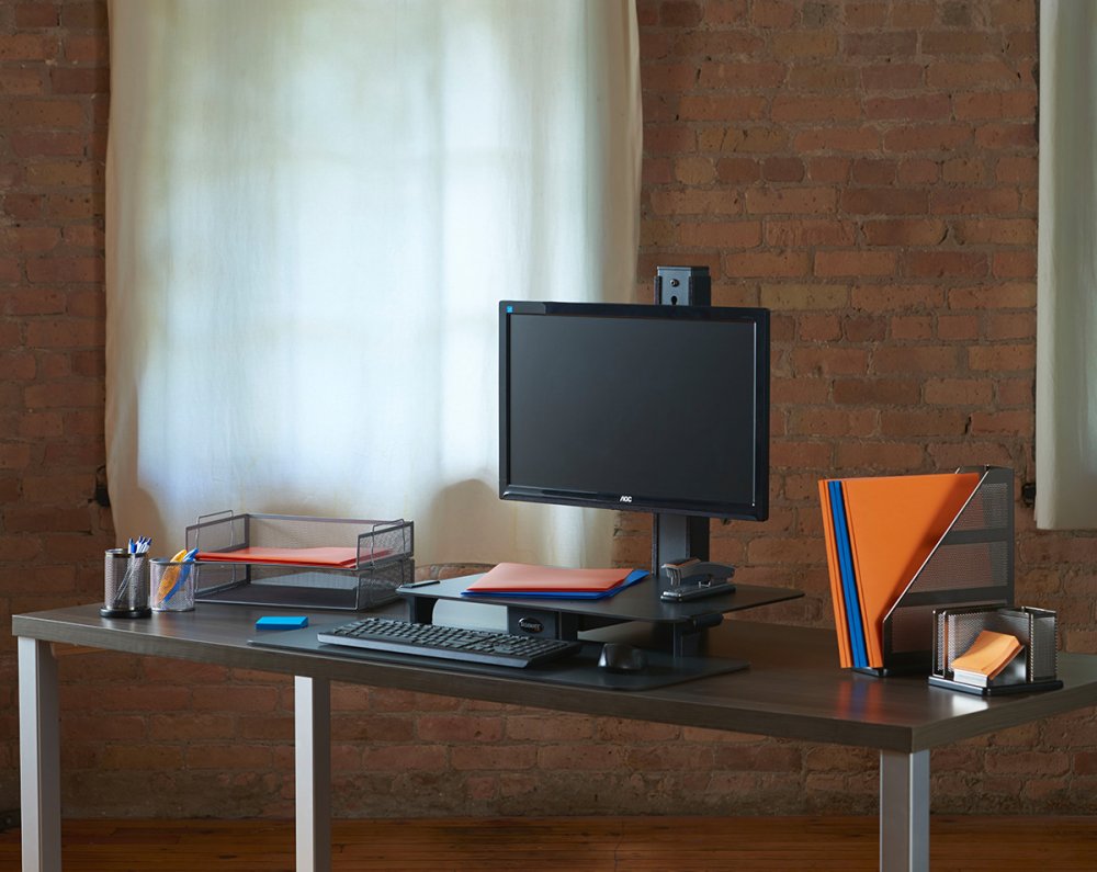 Perfect for cubicle desks, small work spaces and desks with front drawers