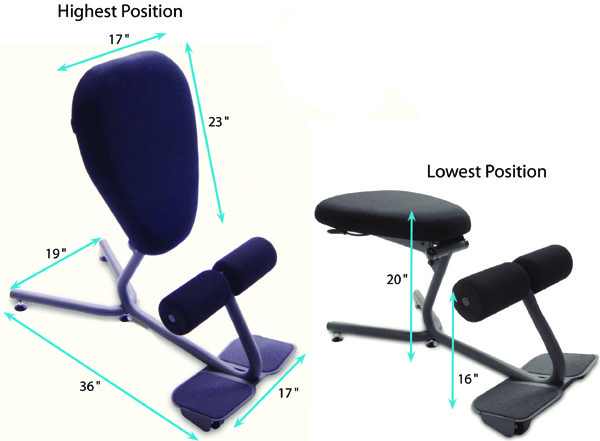 Technical Drawing for HealthPostures 5000 Stance Move Angle Ergonomic Chair