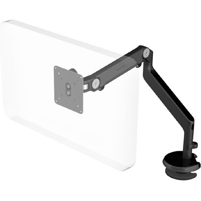 Humanscale M2 Monitor Arm with Bolt Through Mount with Base, Black, Fixed Angled Link/Dynamic Link