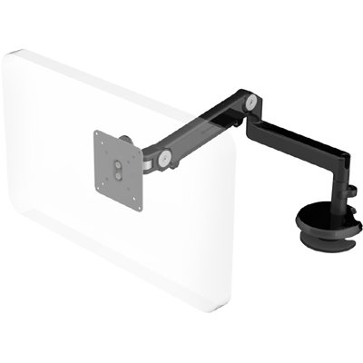 Humanscale M2 Monitor Arm with Bolt Through Mount with Base, Black, Fixed Straight Link/Dynamic Link