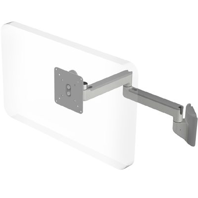 Humanscale M2 Monitor Arm with Universal Slatwall Mount, Silver, Fixed Straight Link/Fixed Straight Link