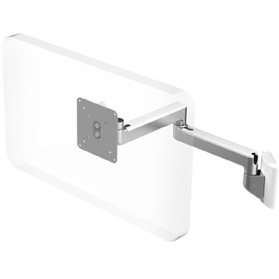 Humanscale M2 Monitor Arm with Direct Hardwall Mount, White, Fixed Straight Link/Fixed Straight Link