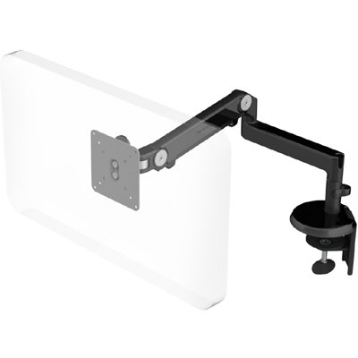 Humanscale M2 Monitor Arm with Two Piece Clamp Mount with Base, Black, Fixed Straight Link/Dynamic Link