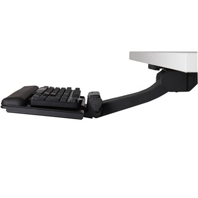 This image shows Keyboard Platform (sold separately) that is on 5GAD Above Desk Adjustable Arm Mechanism (side view)