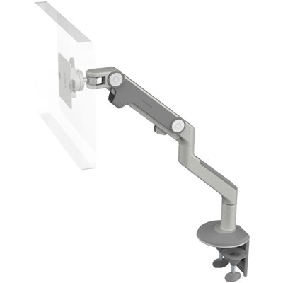 Humanscale M8 Monitor Arm with Two Piece Clamp Mount with Base, Fixed Angled Link/Dynamic Link, Standard Ball Joint