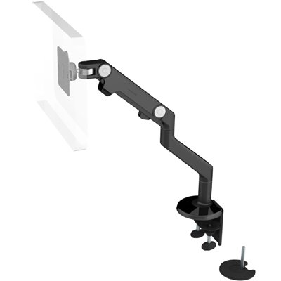 Humanscale M8 Monitor Arm with Dual Mount Clamp and Bolt-Through, Fixed Angled Link/Dynamic Link, Standard Ball Joint 