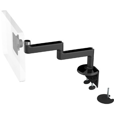 Humanscale M8 Monitor Arm with Dual Mount Clamp and Bolt-Through, Fixed Straight Link/Fixed Straight Link, Standard Ball Joint 