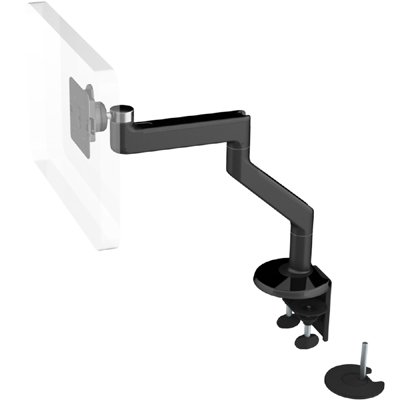 Humanscale M8 Monitor Arm with Dual Mount Clamp and Bolt-Through, Fixed Angled Link/Fixed Straight Link, Standard Ball Joint 