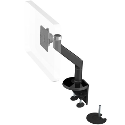 Humanscale M8 Monitor Arm with Dual Mount Clamp and Bolt-Through, Fixed Angle Link, Standard Ball Joint 