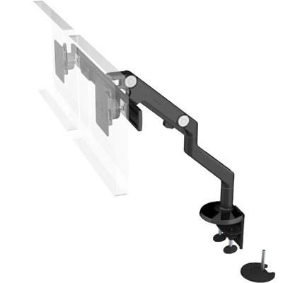 M8DB1C with Dual Mount Clamp and Bolt Through, Black, Fixed Angled Link/Dynamic Link