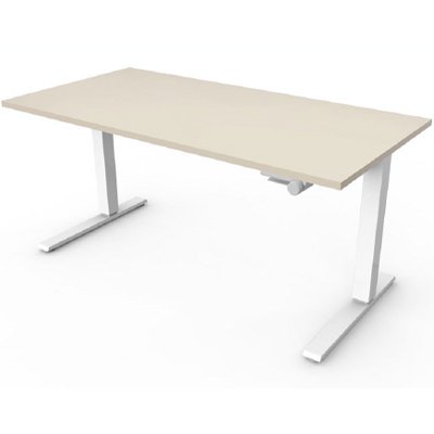 Float with white base color, mounted, 2454 - 24" deep by 54" wide top, tan top finish, flat top edge