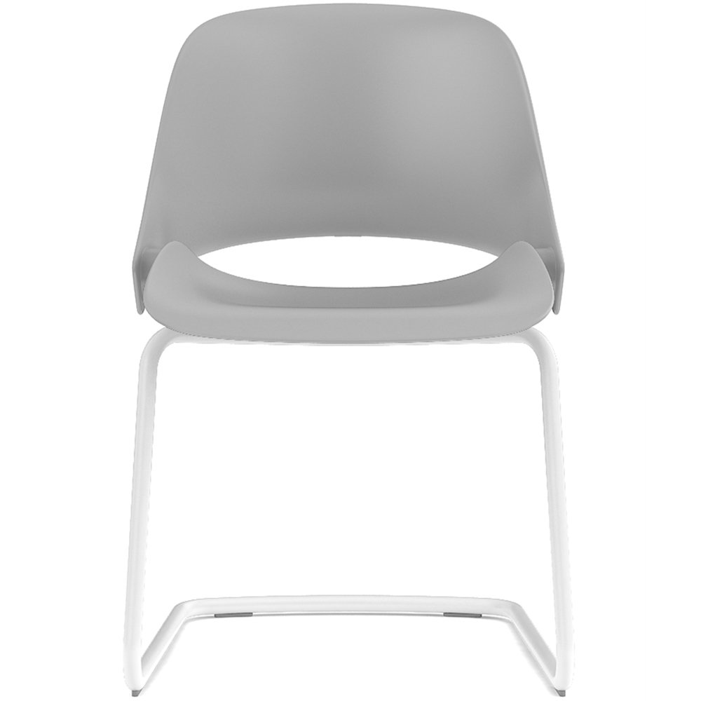 Base Style - Cantilever. Base Finish - White. BackRest Shell Color - Grey. Seat Shell Color - Grey