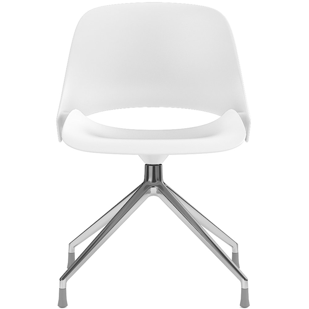 Base Style - Four Star. Base Finish - Polished Aluminum. BackRest Shell Color - White. Seat Shell Color - White