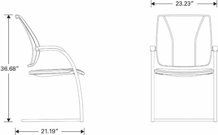 Technical Drawing for Humanscale Diffrient Occasional Stackable Chair for Smart