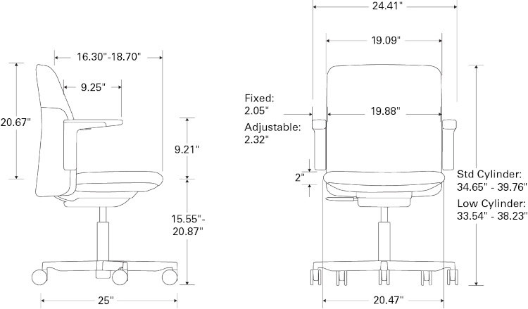Technical Drawing for Humanscale Path Chair