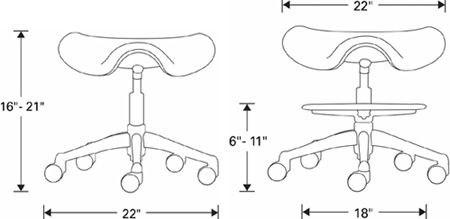 Technical Drawing for Humanscale Freedom Saddle Seat (22