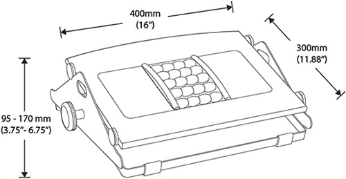 Technical drawing for Humanscale FM300B Ergonomic Foot Rest with Massage Balls