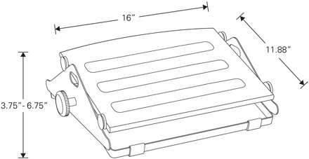 Technical drawing for Humanscale FR300 Ergonomic Foot Rest