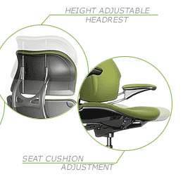 Humanscale Freedom Chair - Seat Cushion Adjustment and Height Adjustable Headrest