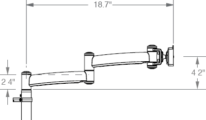 M7 Non-Adjustable Arm with Two 8" Folding Links