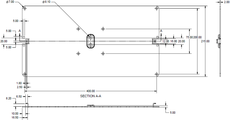 Technical Drawing for Humanscale VM28-24 VESA Plate 200mm x 400mm