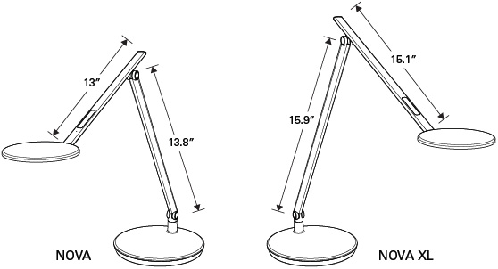 Technical Drawing for Humanscale Nova Task Light