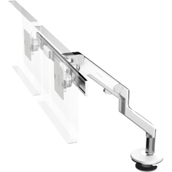 Humanscale M8 Dual Arm with Bolt Through Mount with Base, Fixed Angled Link/Dynamic Link and White
