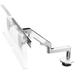 Humanscale M8 Dual Arm with Bolt Through Mount with Base, Fixed Straight Link/Dynamic Link and White