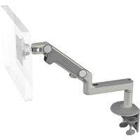 Humanscale M8 Arm with Two Piece Clamp Mount with Base, Fixed Straight Link/Dynamic Link and Silver