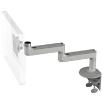 Humanscale M8 Arm with Two Piece Clamp Mount with Base, Fixed Straight Link/Fixed Straight Link and Silver