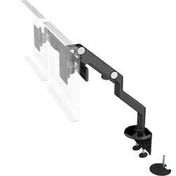 Humanscale M8 Dual Arm with Dual Mount Clamp and Bolt Through, Fixed Angled Link/Dynamic Link and Black
