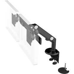 Humanscale M8 Dual Arm with Dual Mount Clamp and Bolt Through, Dynamic Link only and Black
