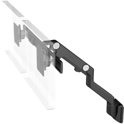 Humanscale M8 Dual Arm with Direct Hardwall Mount, Fixed Angled Link/Dynamic Link and Black