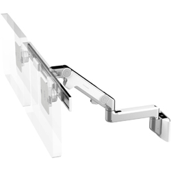 Humanscale M8 Dual Arm with Universal Slatwall Mount, Fixed Straight Link/Dynamic Link and White