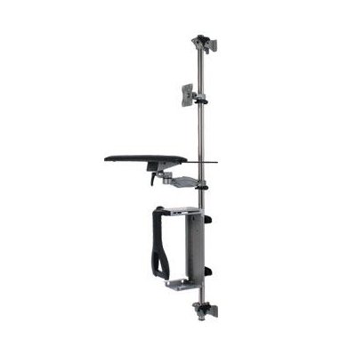 Side View of ISE MA4000-1-TP-CPU-WP5 or MA4000BK-1-TP-CPU-WP5 One Monitor, Keyboard Platform and CPU Holder On A Wall with 60